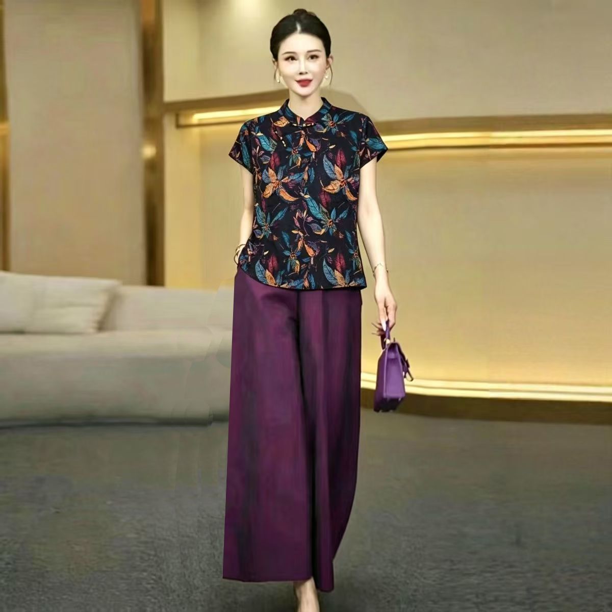 Silk Blouse - Silk Suit Summer Mother's New Retro