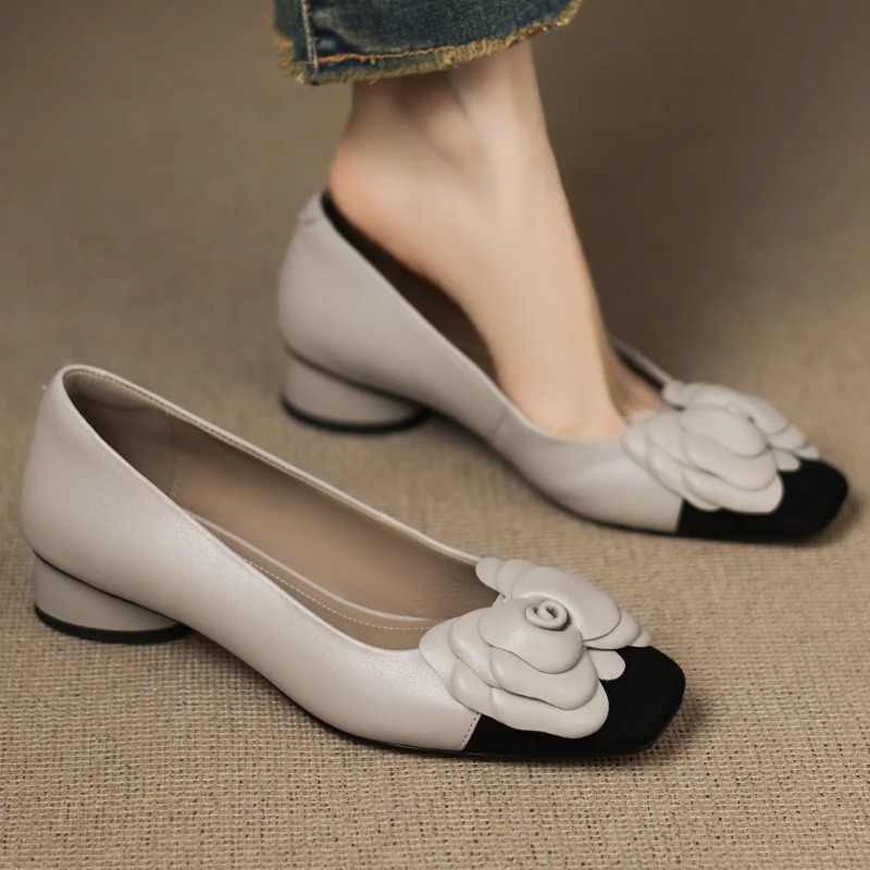 Womens Heels - Plus size 34-41 women's sheepskin mix