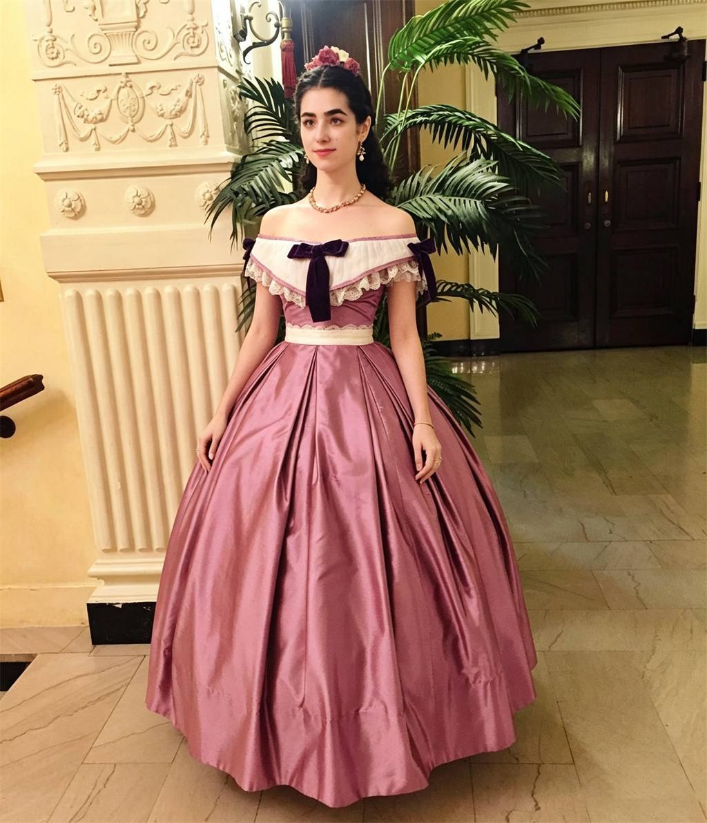 Evening Gown - Retro Victorian Noble Lady Gown Off