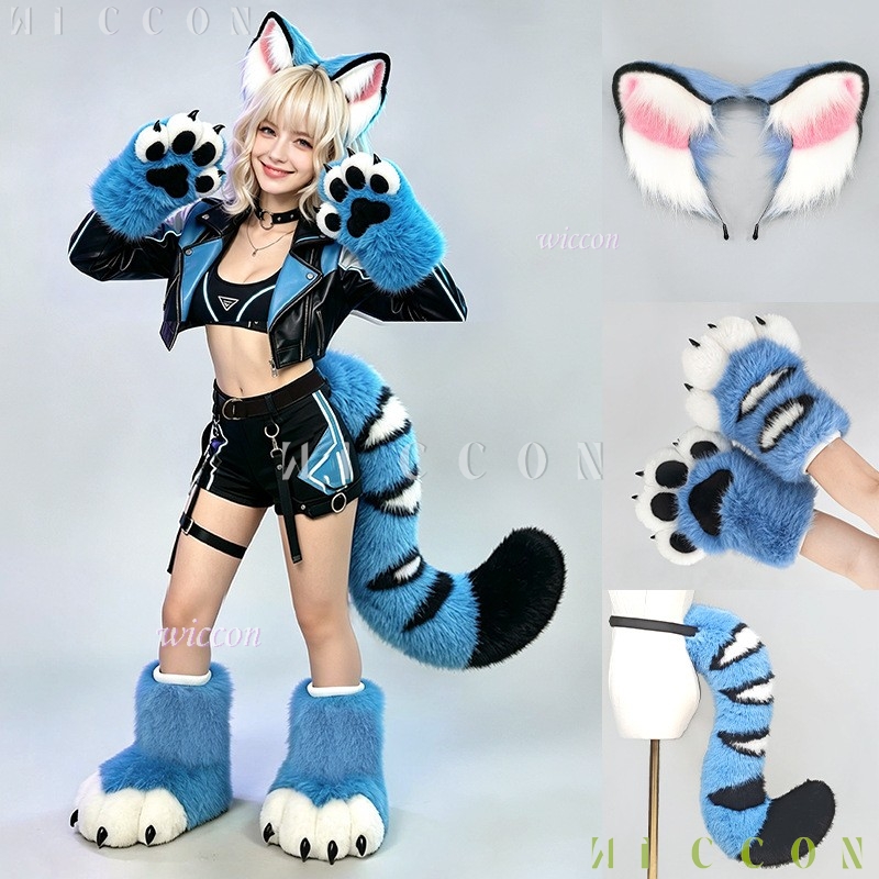 Formal Dress - Derpyy Blue Tiger Fursuit Ears Tail