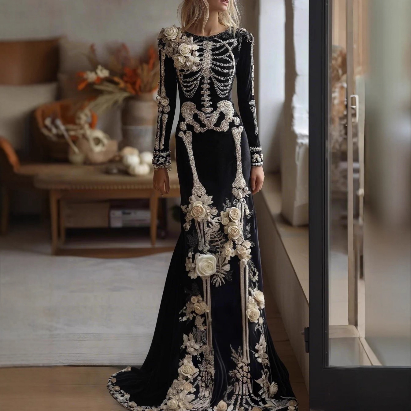 Evening Gown - 2026 New Women Skeleton Floral Mermaid