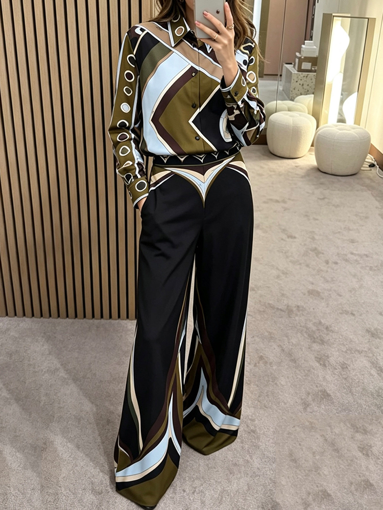 Retro geometric positioning pr - Silk Blouse ulasan dan harga