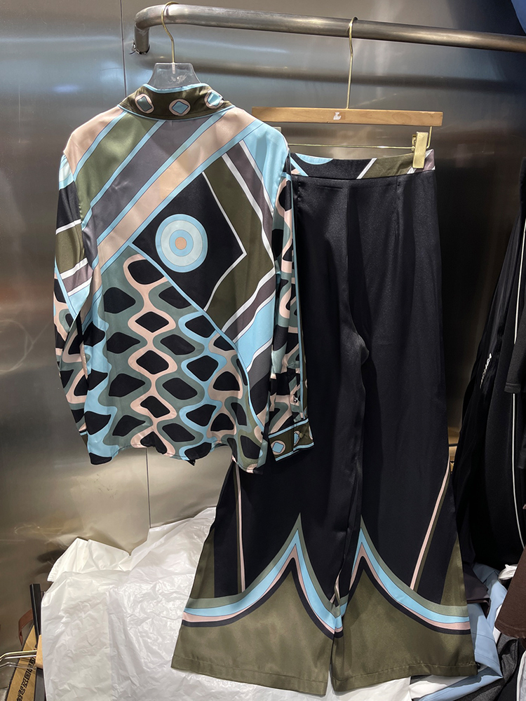 Retro geometric positioning pr - Silk Blouse ulasan dan harga