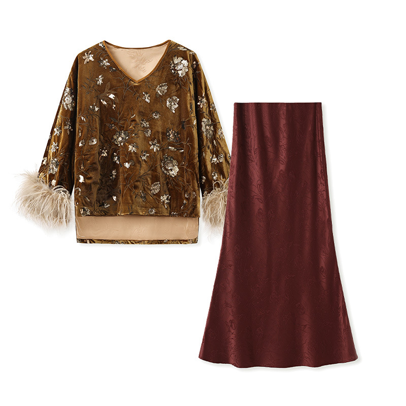 2025 Winter Feather Cuff Blous - Silk Blouse ulasan dan harga