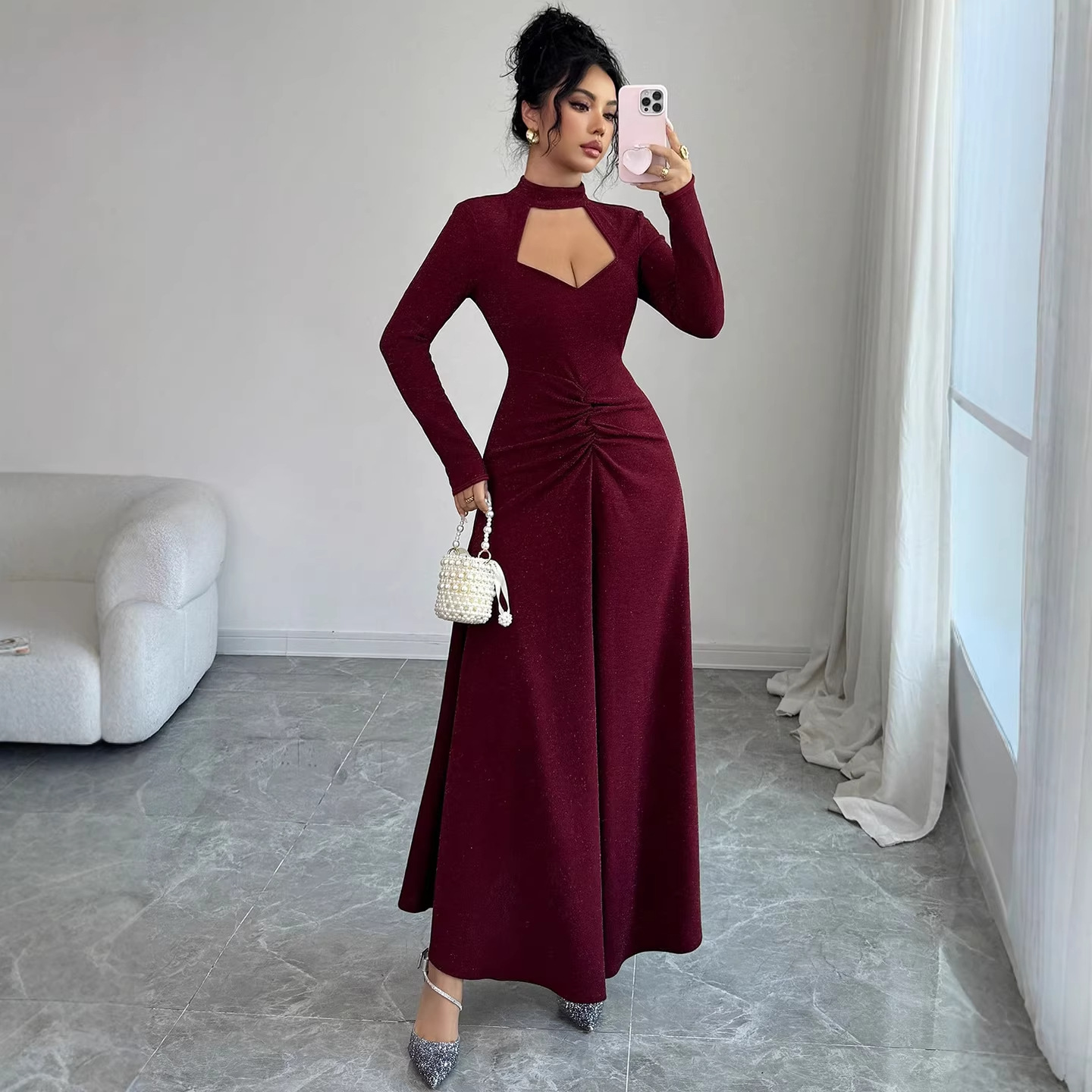 20256 Spring Sexy Fitted Midi  - Midi Dress ulasan dan harga