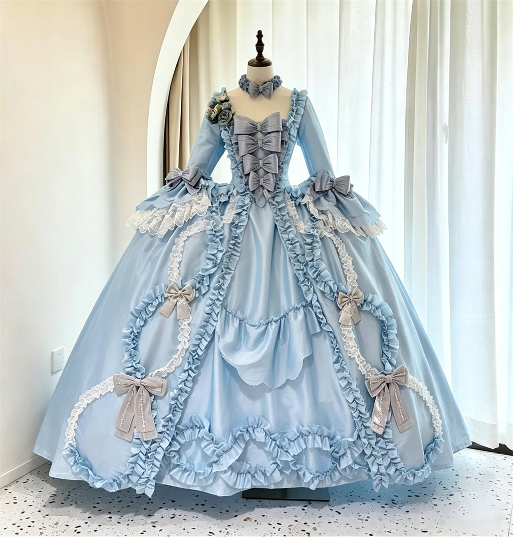 18th Century Rococo Blue Robe  - Evening Gown ulasan dan harga