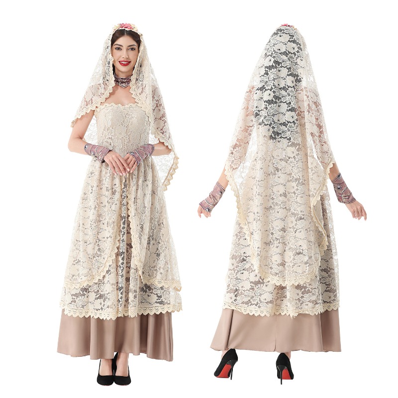 Women Vintage Lace Maxi Dress  - Wedding Dress ulasan dan harga
