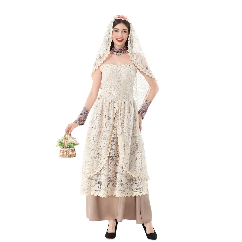 Women Vintage Lace Maxi Dress  - Wedding Dress ulasan dan harga