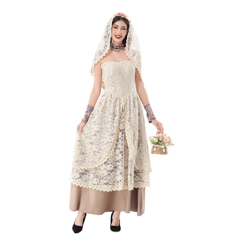 Women Vintage Lace Maxi Dress  - Wedding Dress ulasan dan harga