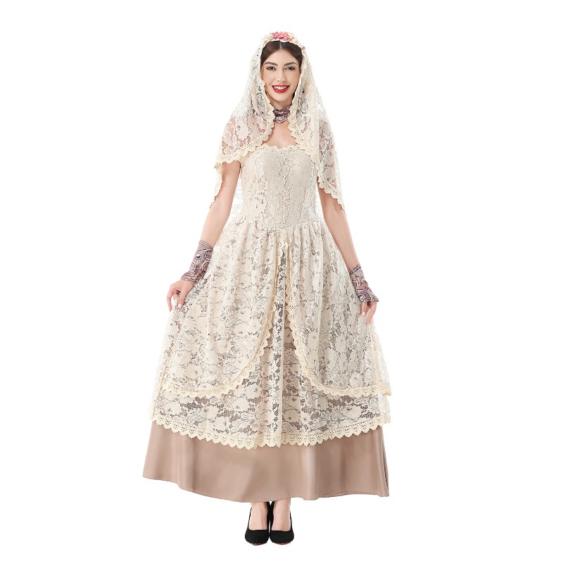 Women Vintage Lace Maxi Dress  - Wedding Dress ulasan dan harga