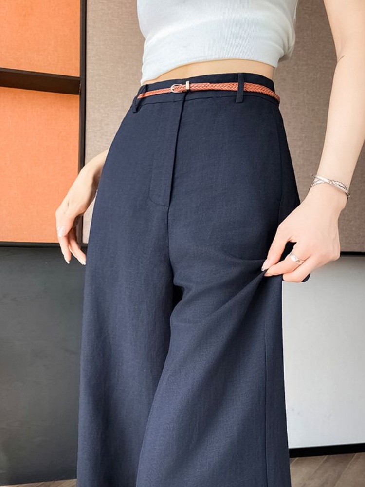 High Waist Narrow Cut Linen Co - Tailored Trouser Wide ulasan dan harga
