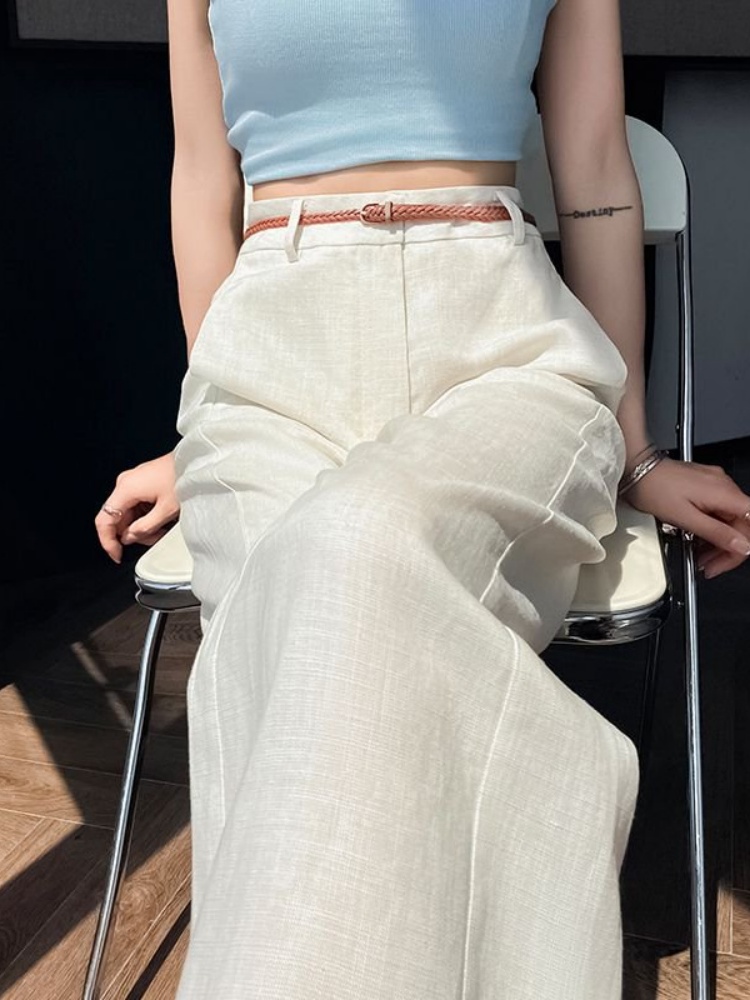 High Waist Narrow Cut Linen Co - Tailored Trouser Wide ulasan dan harga