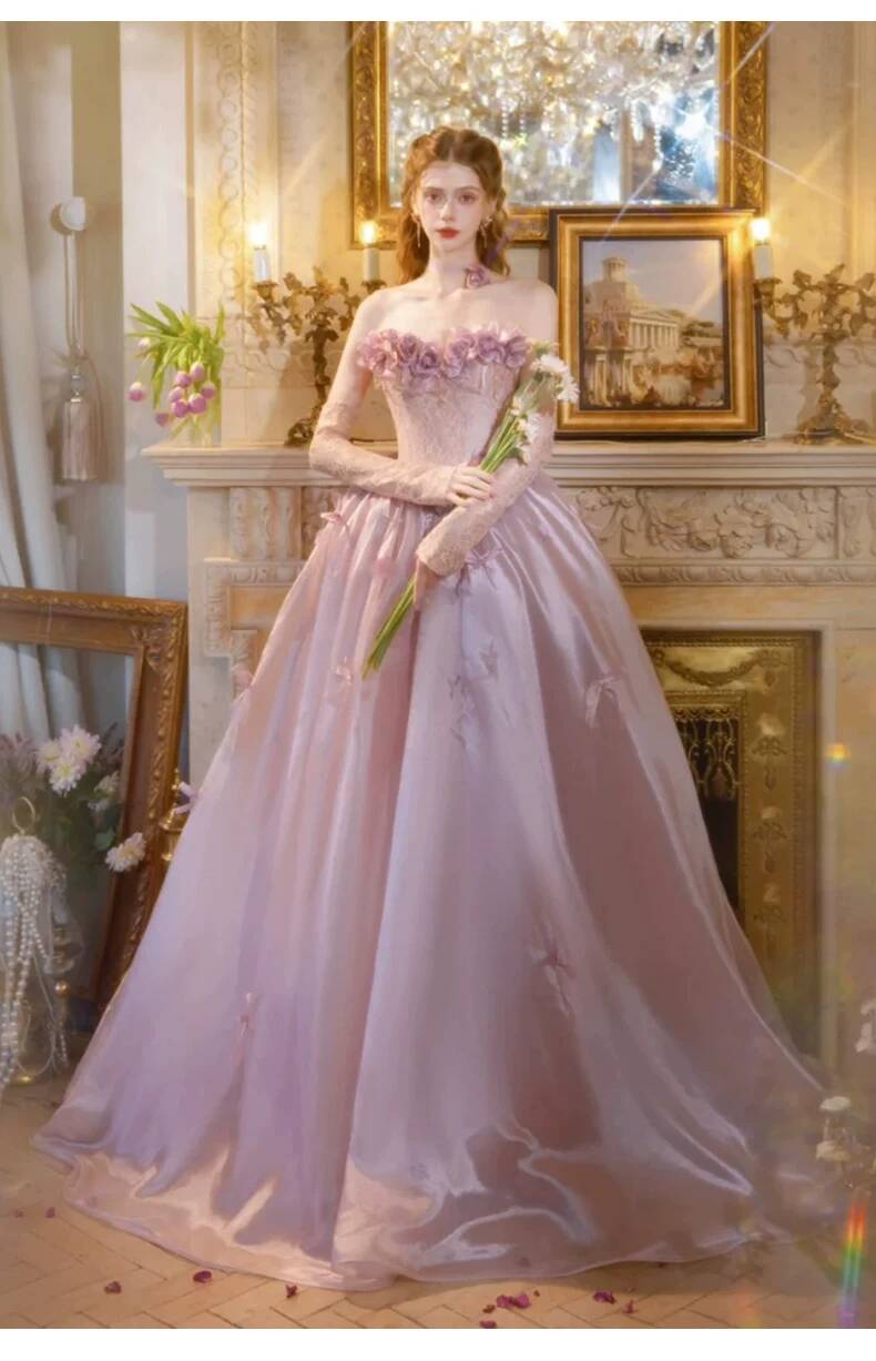 Vintage Dusty Pink Princess Ba - Formal Dress ulasan dan harga