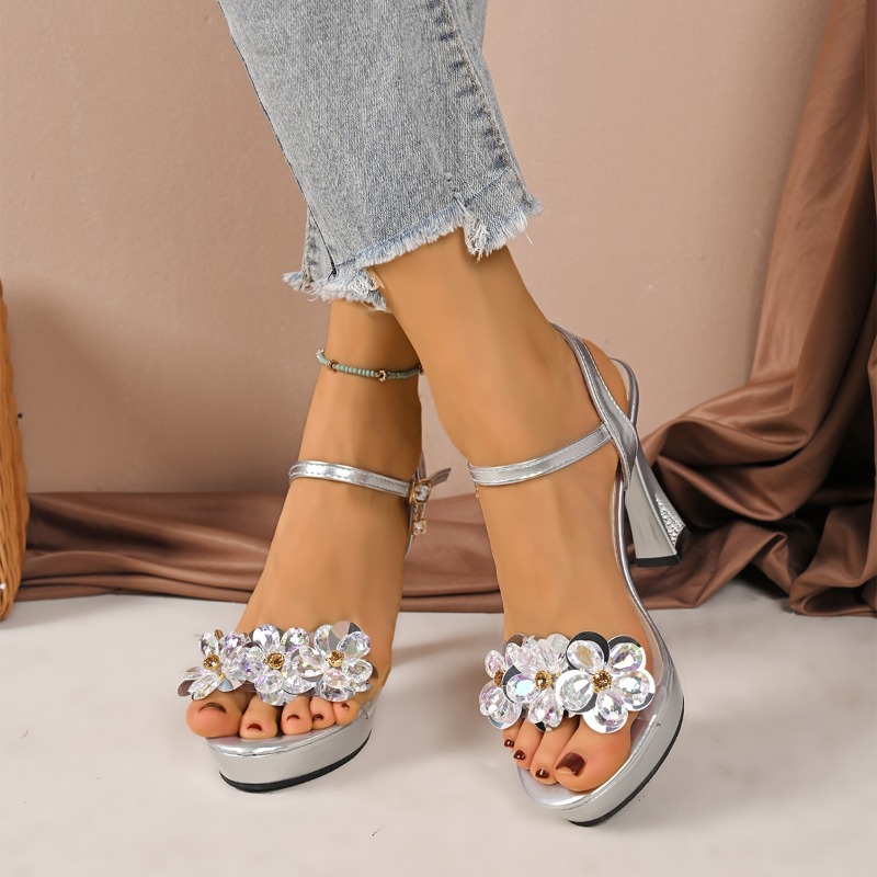 Sandals Fish Mouth One Word Bu - Pump Heel Block ulasan dan harga