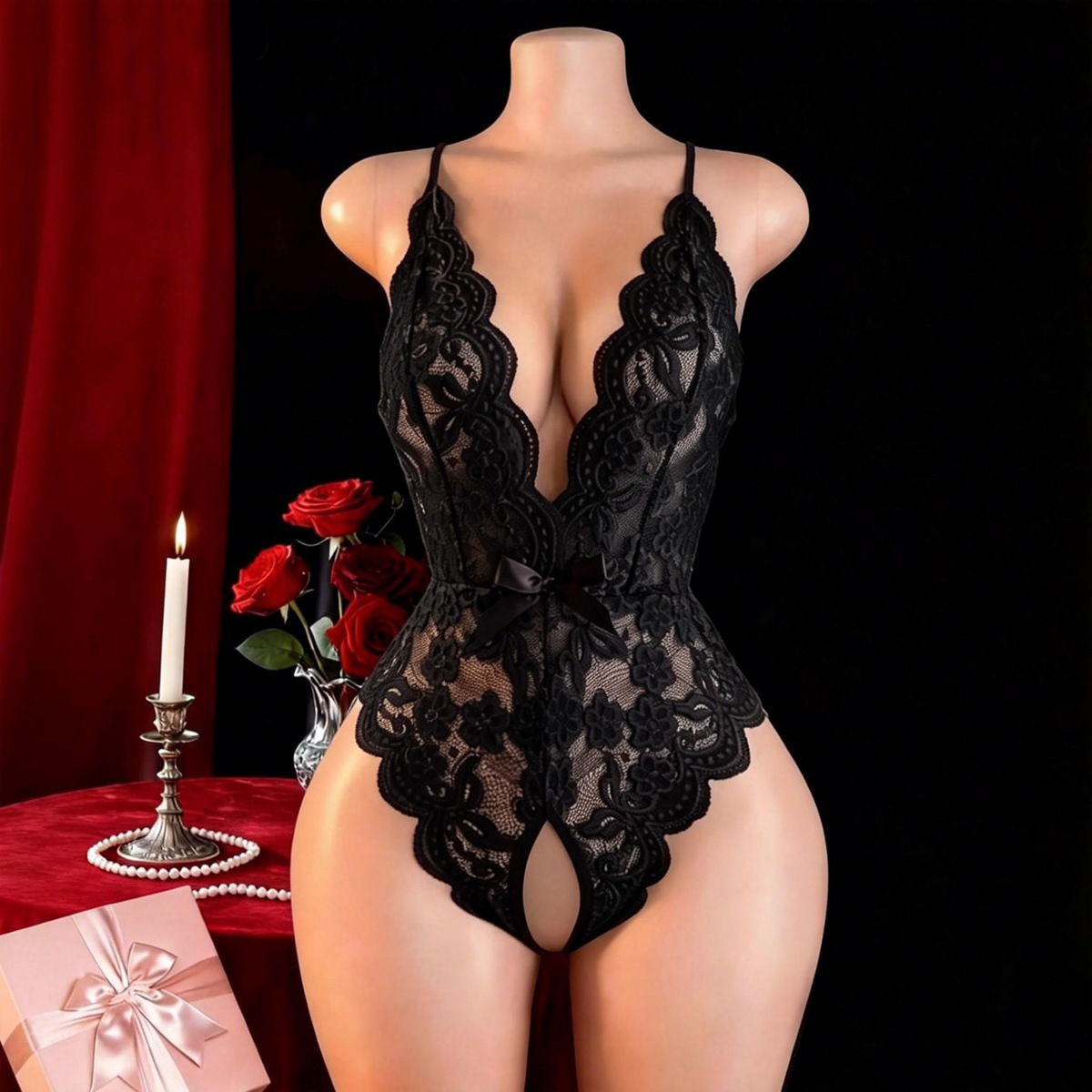 Hot Crotchless Sexy Lingerie F - Lace Dress ulasan dan harga