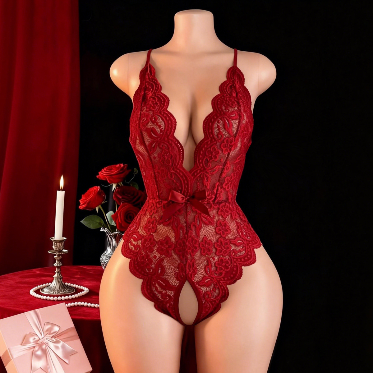 Hot Crotchless Sexy Lingerie F - Lace Dress ulasan dan harga