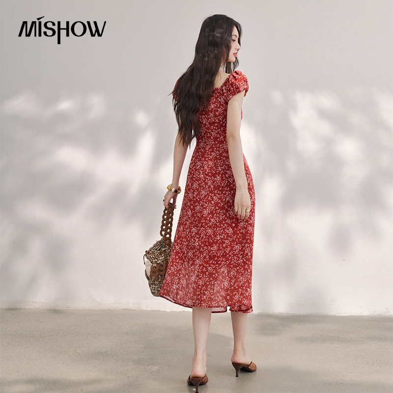 MISHOW Women's Vintage Red Flo - Women'S Red Formal Wear ulasan dan harga