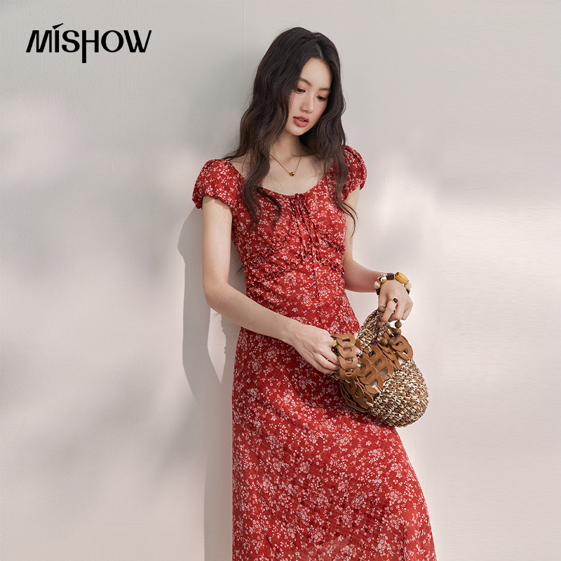 MISHOW Women's Vintage Red Flo - Women'S Red Formal Wear ulasan dan harga