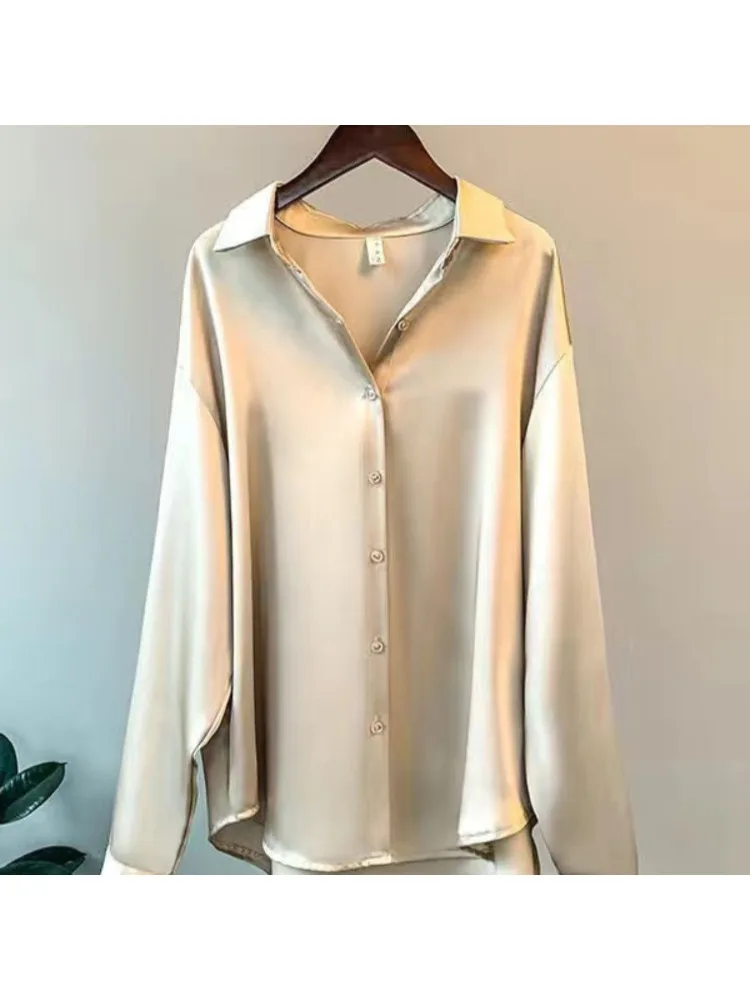Plus Size Casual Women Silk Sh - Silk Blouse ulasan dan harga