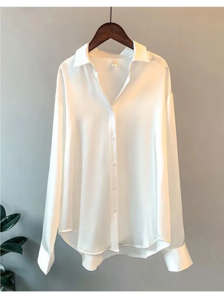 Plus Size Casual Women Silk Sh - Silk Blouse ulasan dan harga