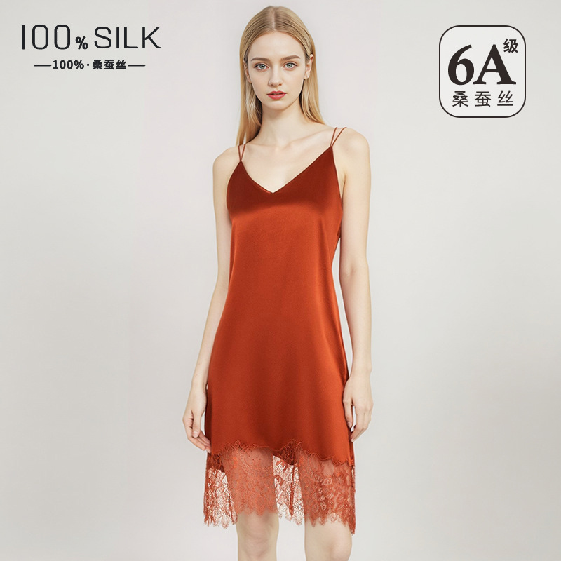 Sexy Ice Silk Slip Dress Women - Lace Dress ulasan dan harga