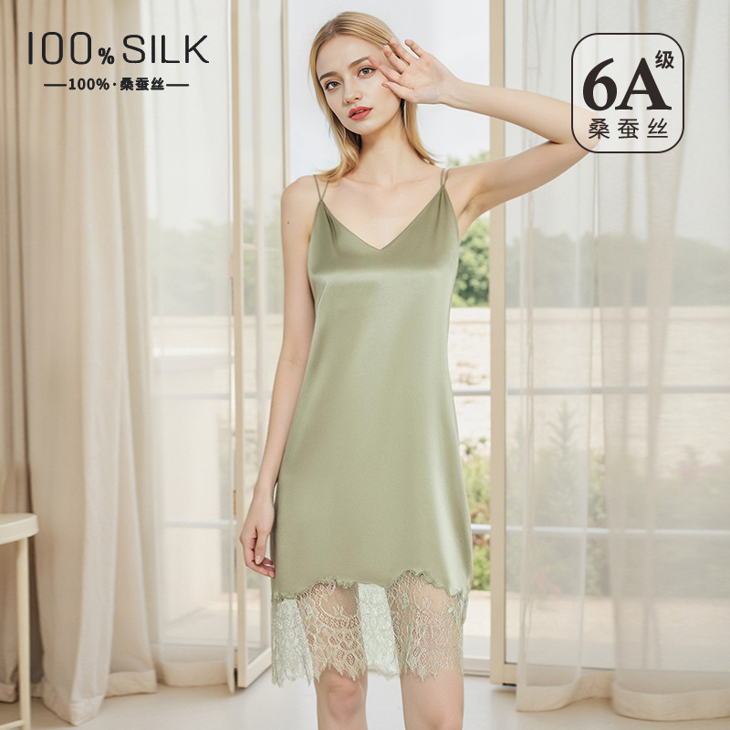 Sexy Ice Silk Slip Dress Women - Lace Dress ulasan dan harga