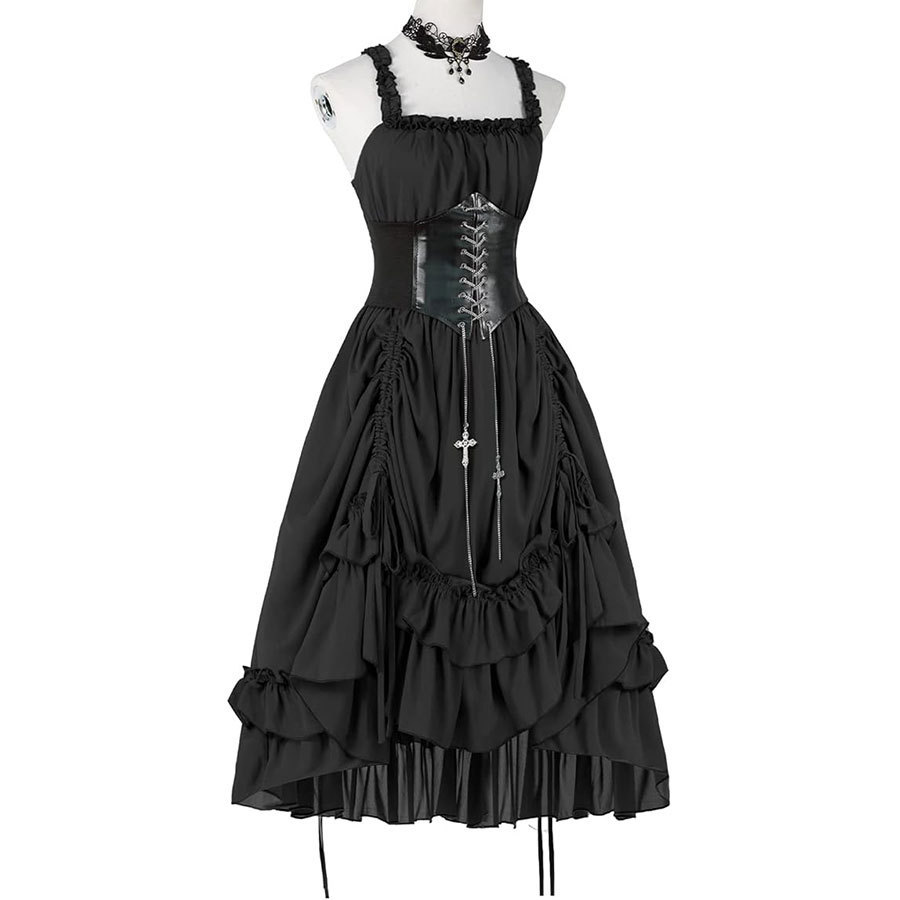 Women Gothic Dress Corset Slip - Midi Dress ulasan dan harga