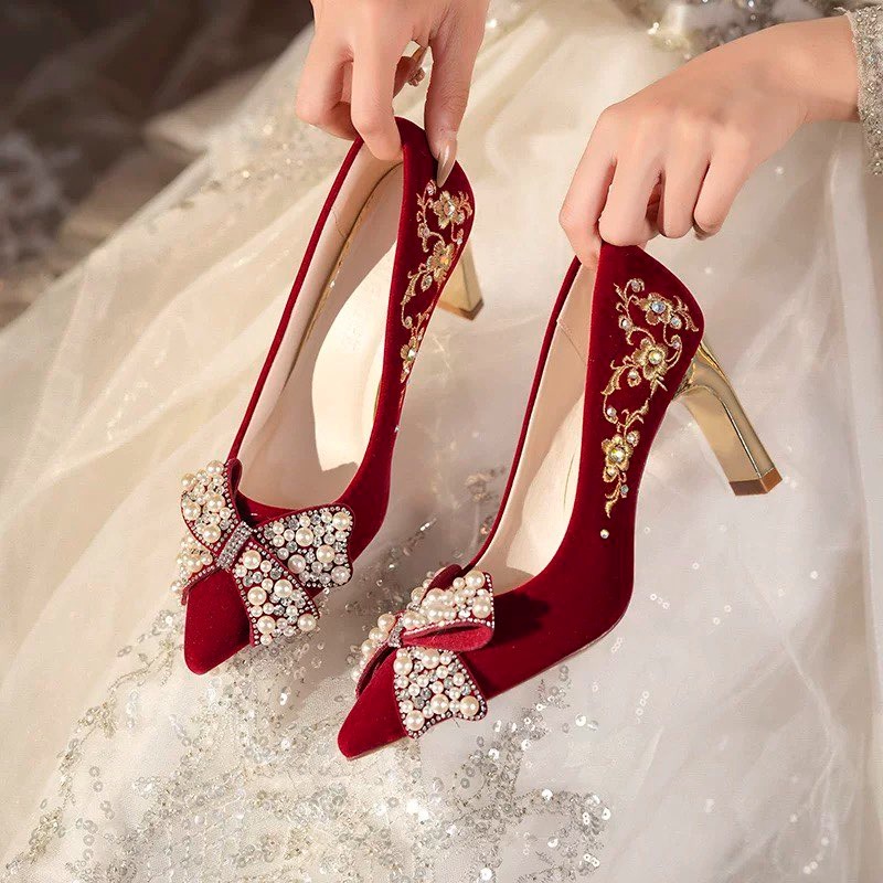 Embroidered Block Heel Single  - Pump Heel Block ulasan dan harga