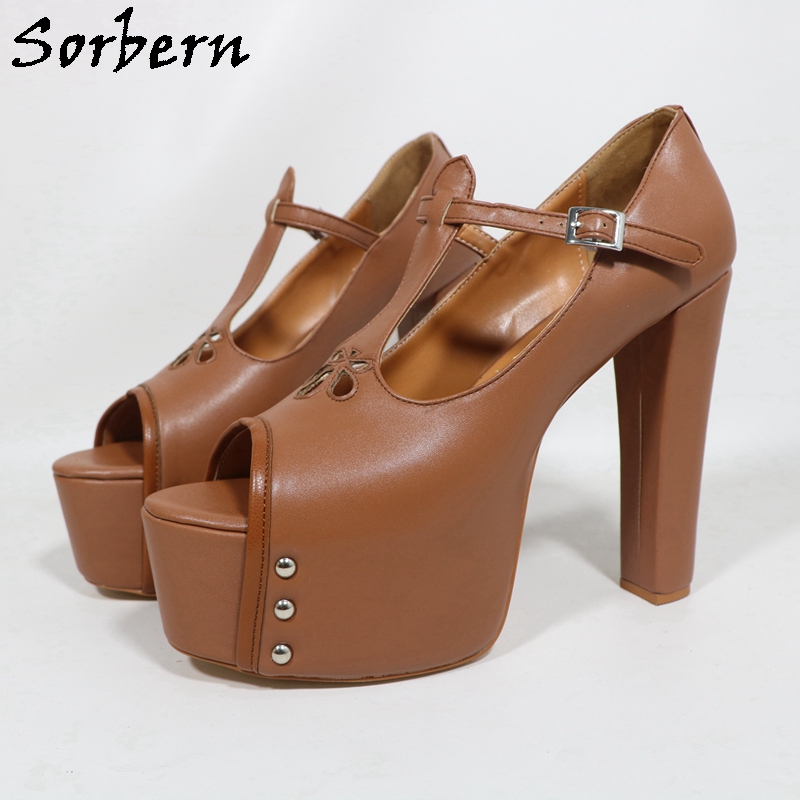 Sorbern Brown Matte Women Pump - Pump Heel Block ulasan dan harga