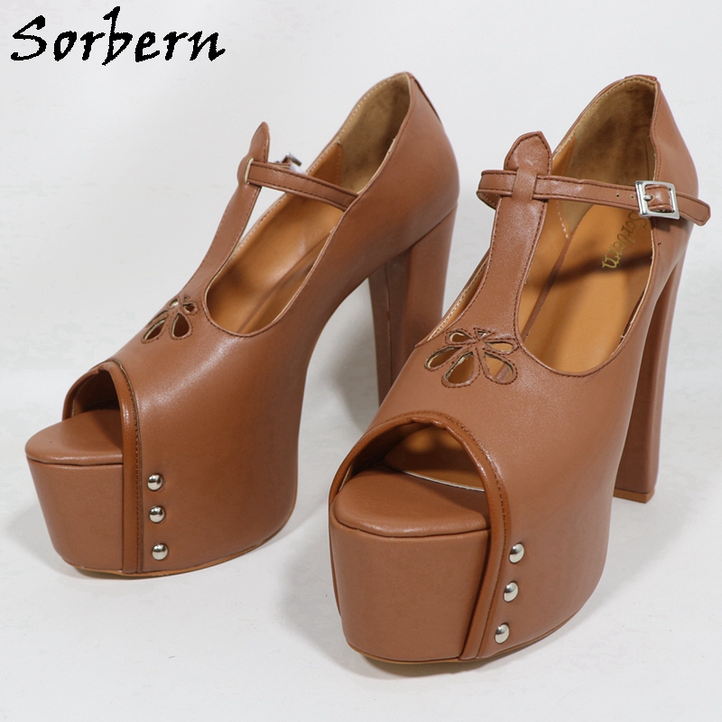 Sorbern Brown Matte Women Pump - Pump Heel Block ulasan dan harga