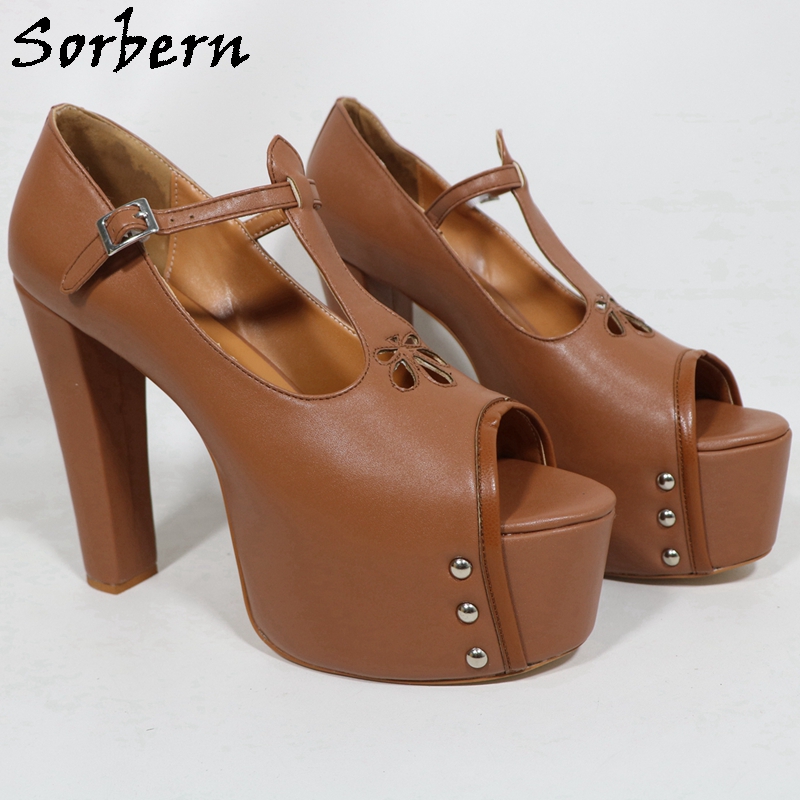 Sorbern Brown Matte Women Pump - Pump Heel Block ulasan dan harga
