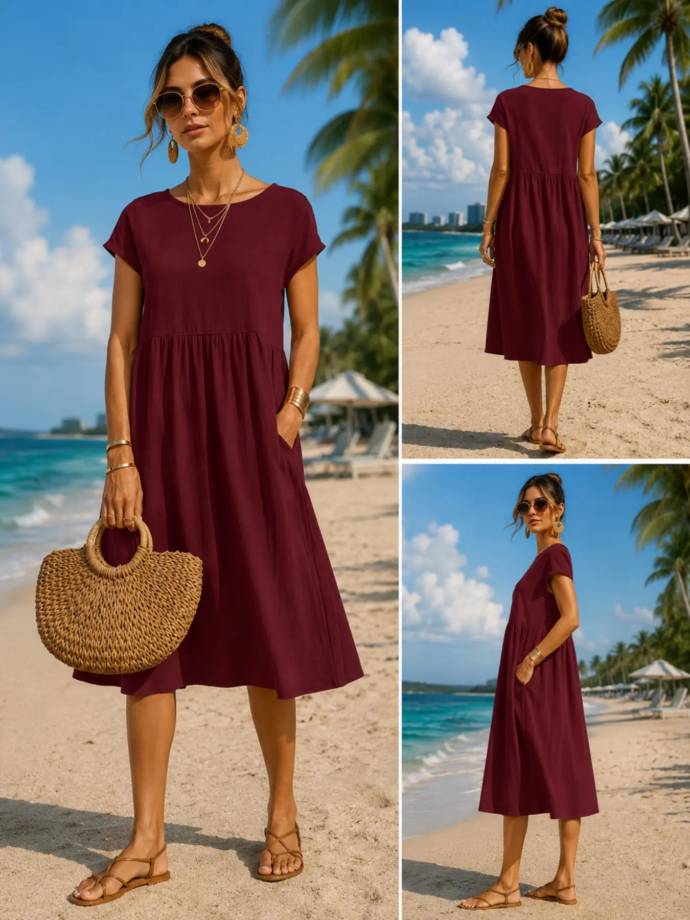 Women’s Casual Midi Dress with - Midi Dress ulasan dan harga