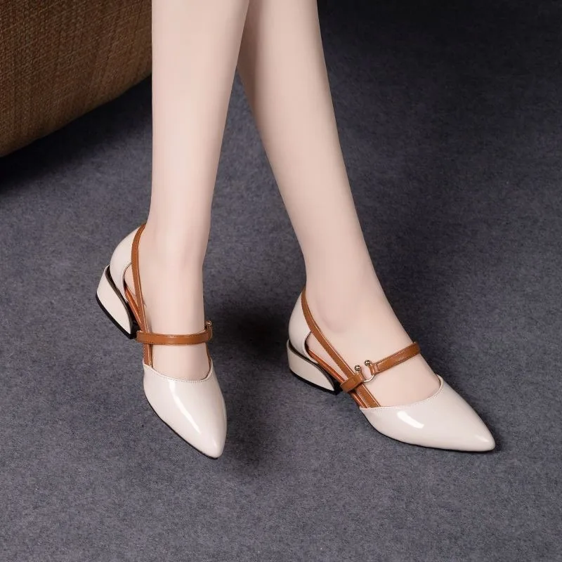 Women Two Tone Slingback Shoes - Pump Heel Block ulasan dan harga
