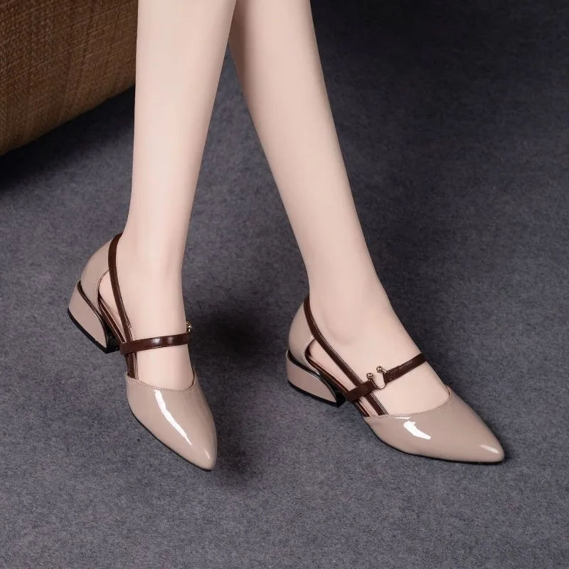 Women Two Tone Slingback Shoes - Pump Heel Block ulasan dan harga