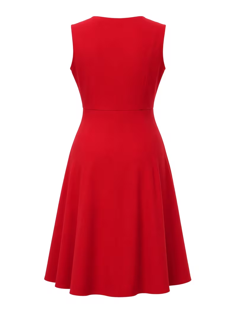 Plus Size Women Red Polka Dot  - Women'S Red Formal Wear ulasan dan harga