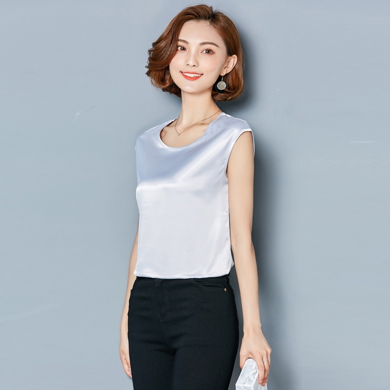 Sexy Silk vest women sleeveles - Silk Blouse ulasan dan harga
