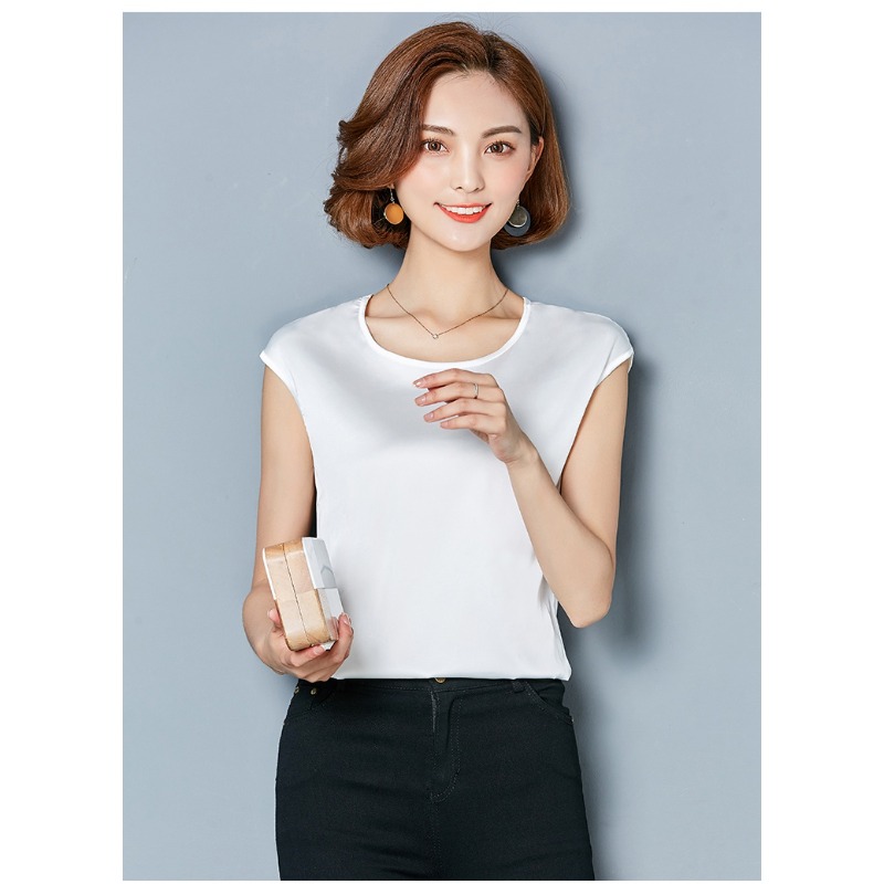 Sexy Silk vest women sleeveles - Silk Blouse ulasan dan harga