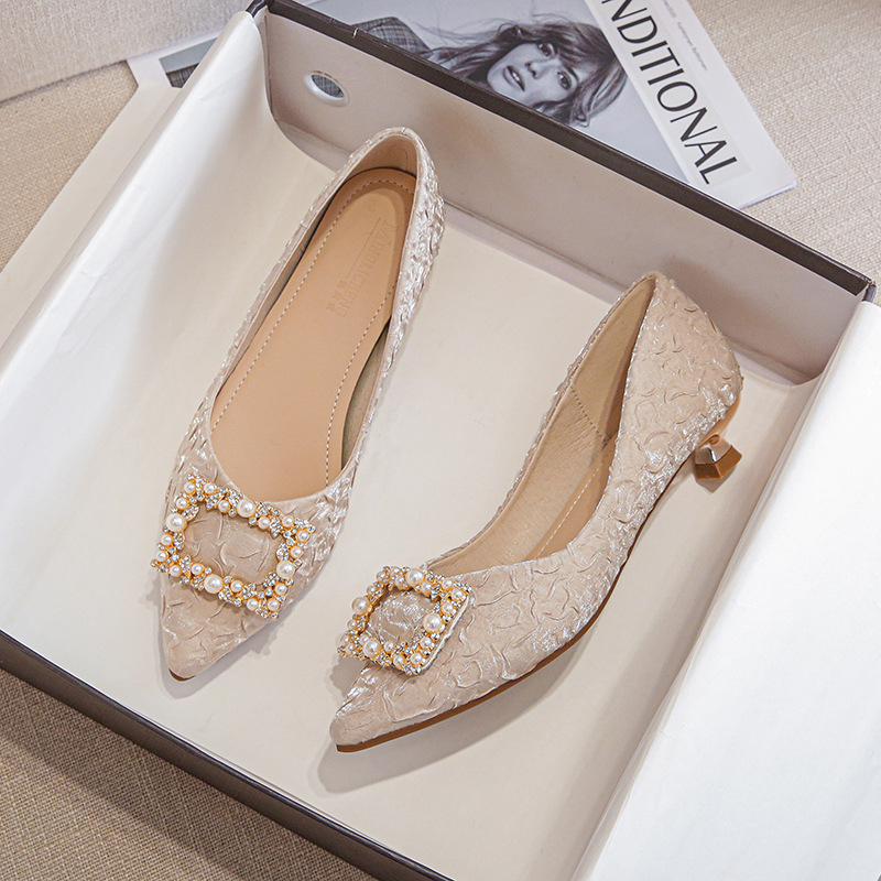 Ivory Textured Satin Pointed T - Womens Heels ulasan dan harga