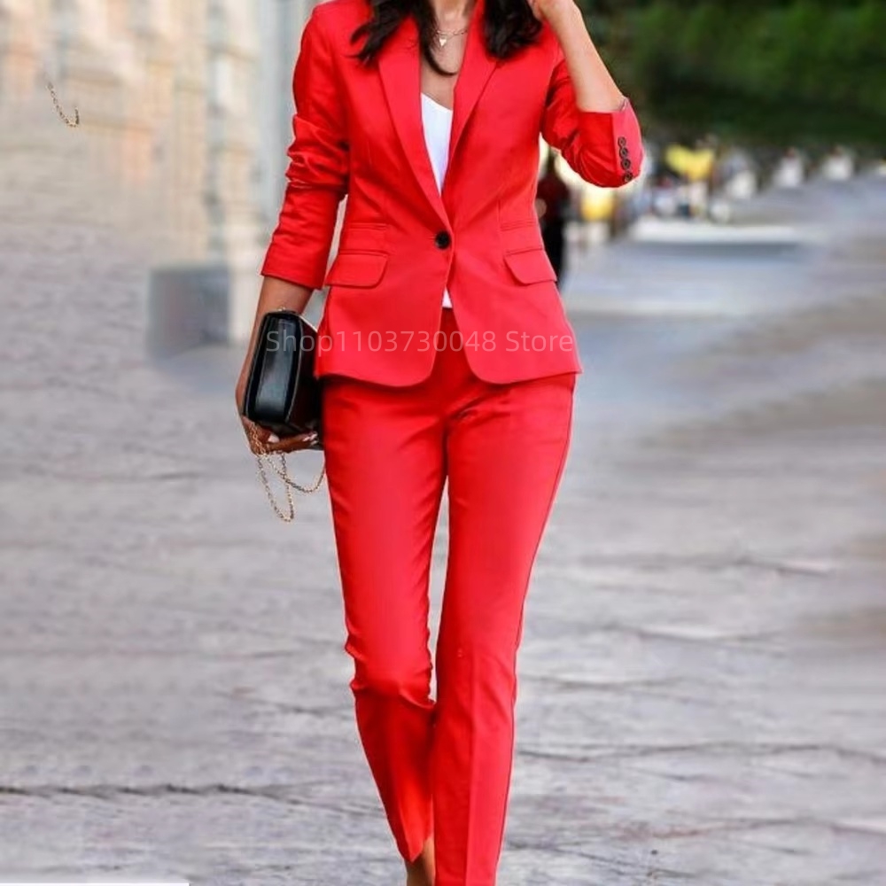 Fashion Office Ladies Blazer a - Women'S Red Formal Wear ulasan dan harga