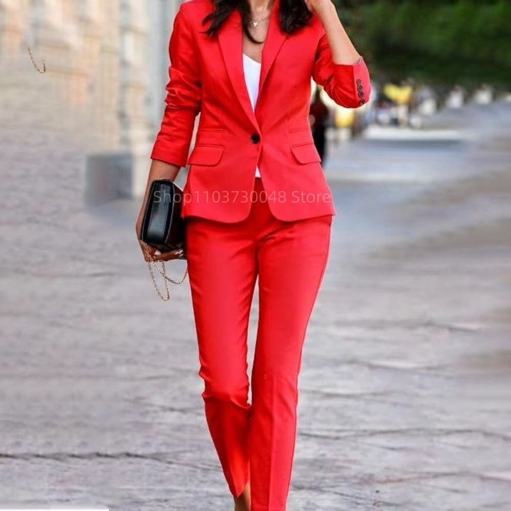 Fashion Office Ladies Blazer a - Women'S Red Formal Wear ulasan dan harga