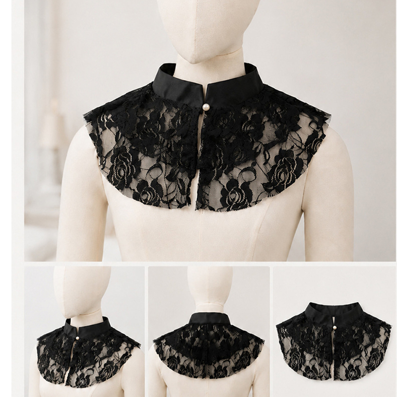Elegant Lace Floral False Coll - Lace Dress ulasan dan harga